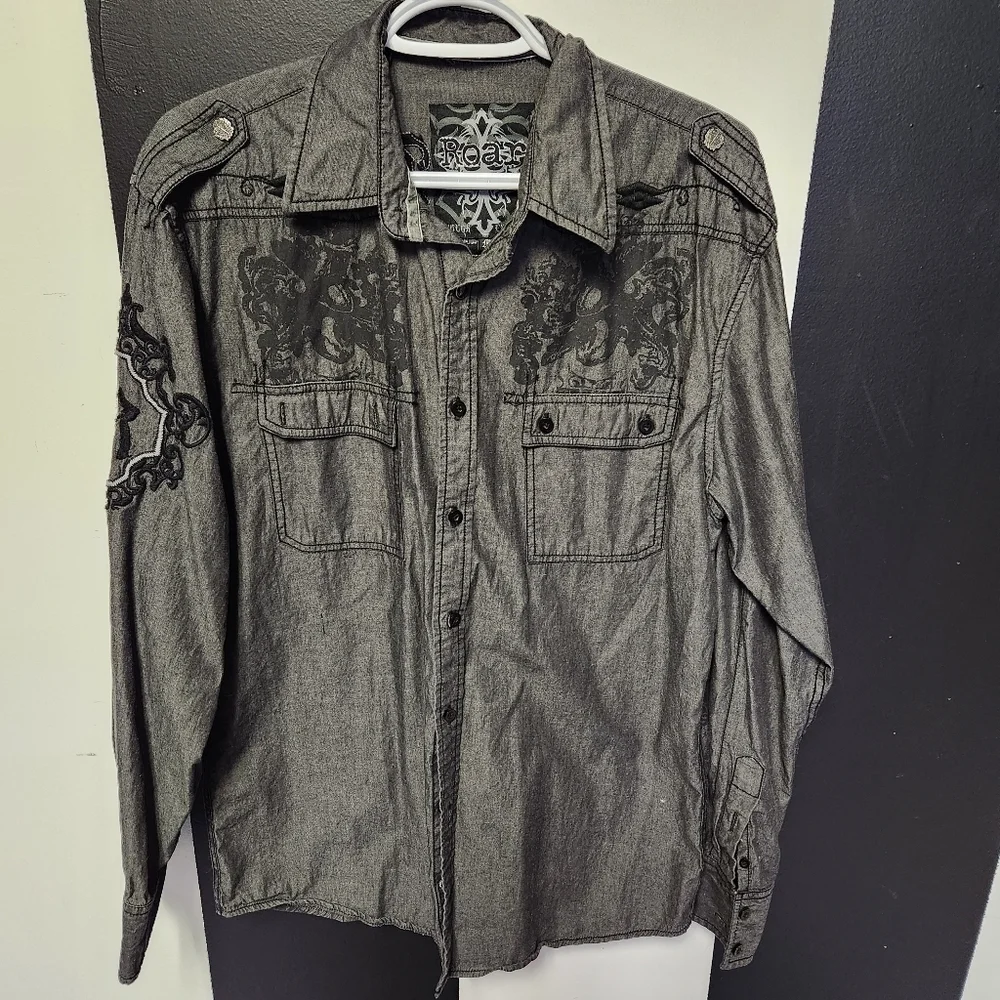 -SOLD- Patch and stitch gothic button shirt - Picture 1 of 5